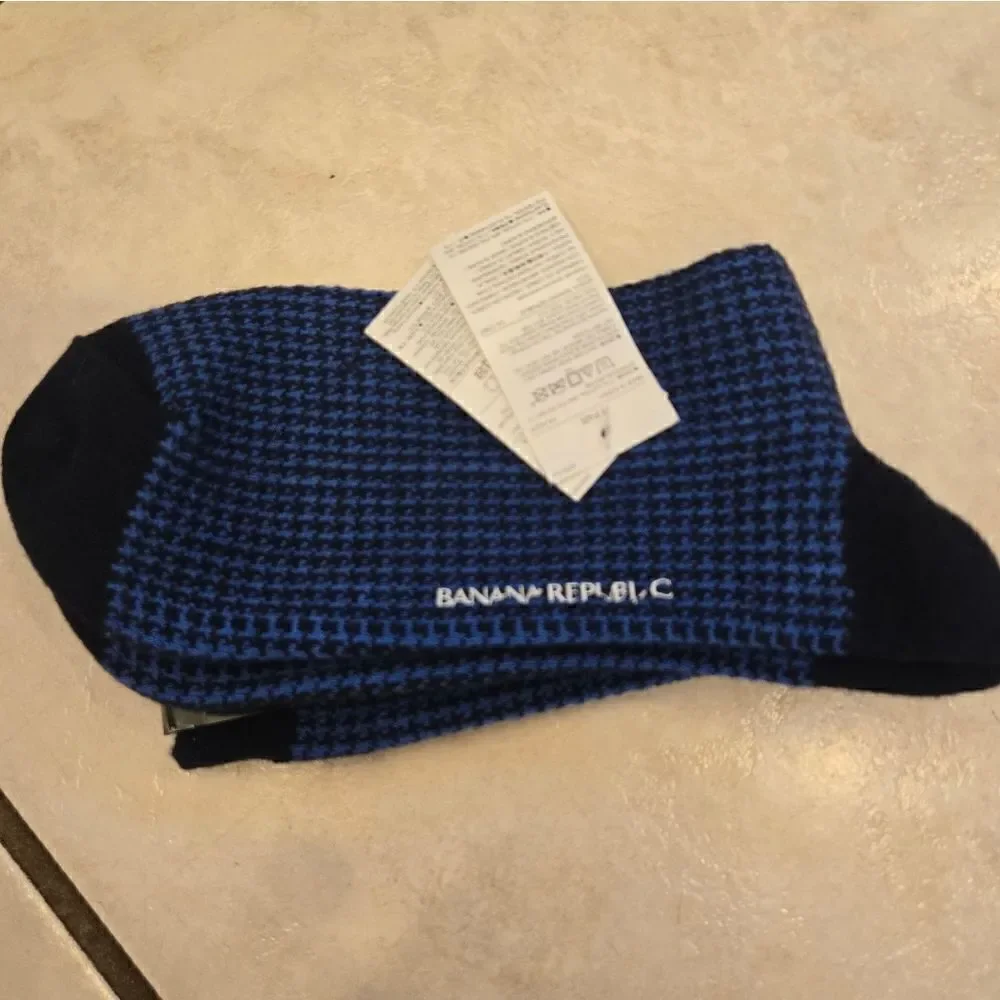 Banana Republic Houndstooth Trouser Sock Navy NWT